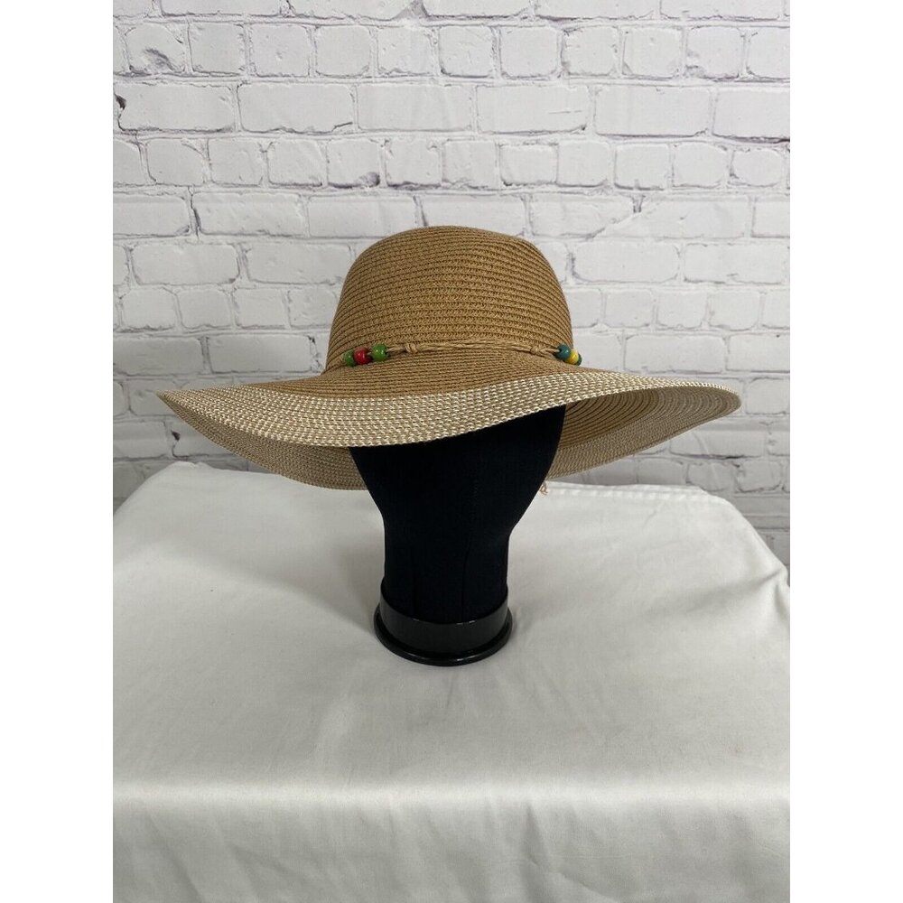 Fapa Premium Headwear 100% Paper Beaded Straw Floppy Hat Adjustable Size 57-58